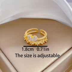 Stainless Steel Stone Butterfly Love Finger Ring For Women Girl