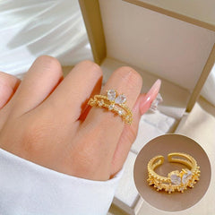 Stainless Steel Stone Butterfly Love Finger Ring For Women Girl