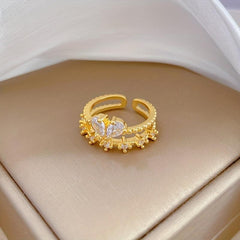 Stainless Steel Stone Butterfly Love Finger Ring For Women Girl
