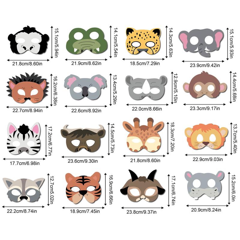 16 Pcs Ocean Animals Masks Costume Party Supplies