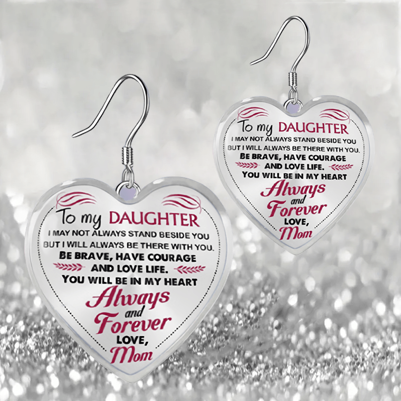 Heart Glass Pendant Earrings for Daughter Graduation Gift
