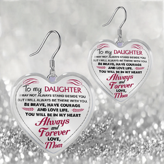 Heart Glass Pendant Earrings for Daughter Graduation Gift