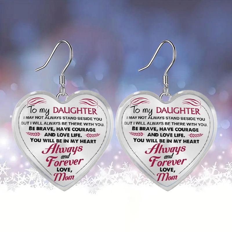 Heart Glass Pendant Earrings for Daughter Graduation Gift