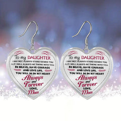 Heart Glass Pendant Earrings for Daughter Graduation Gift