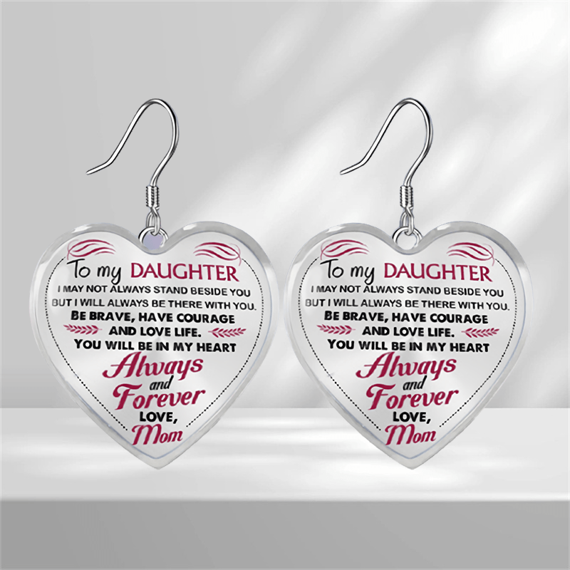 Heart Glass Pendant Earrings for Daughter Graduation Gift