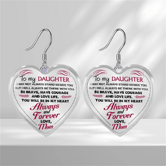 Heart Glass Pendant Earrings for Daughter Graduation Gift