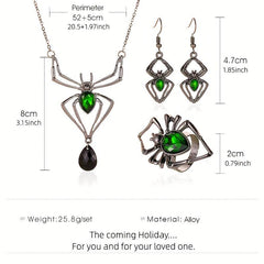 Halloween Spider Necklace Earrings Ring Set Accessories
