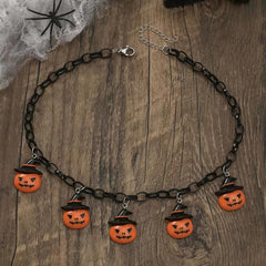 Funny Halloween Pumpkin Ghost Pendant Necklace