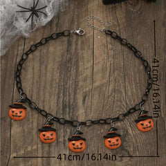 Funny Halloween Pumpkin Ghost Pendant Necklace