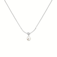 Geometric Lines Faux Pearl Rope Knot Pendant Necklace