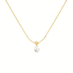 Geometric Lines Faux Pearl Rope Knot Pendant Necklace