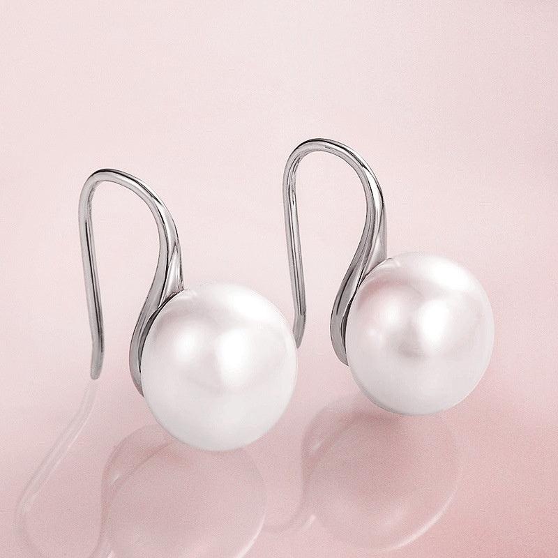 Silvery Plated Pearl Drop Earrings for Women and Girls