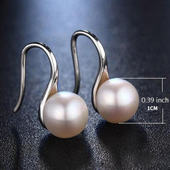 Silvery Plated Pearl Drop Earrings for Women and Girls