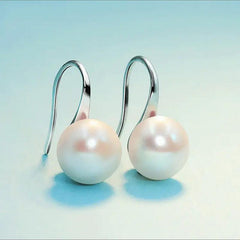 Silvery Plated Pearl Drop Earrings for Women and Girls