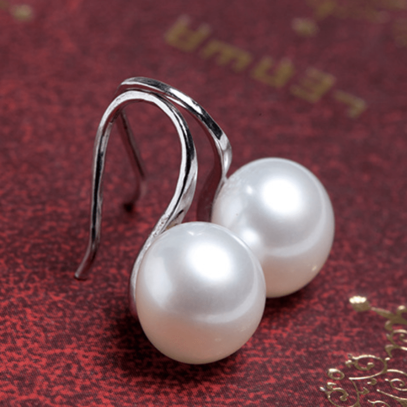 Silvery Plated Pearl Drop Earrings for Women and Girls