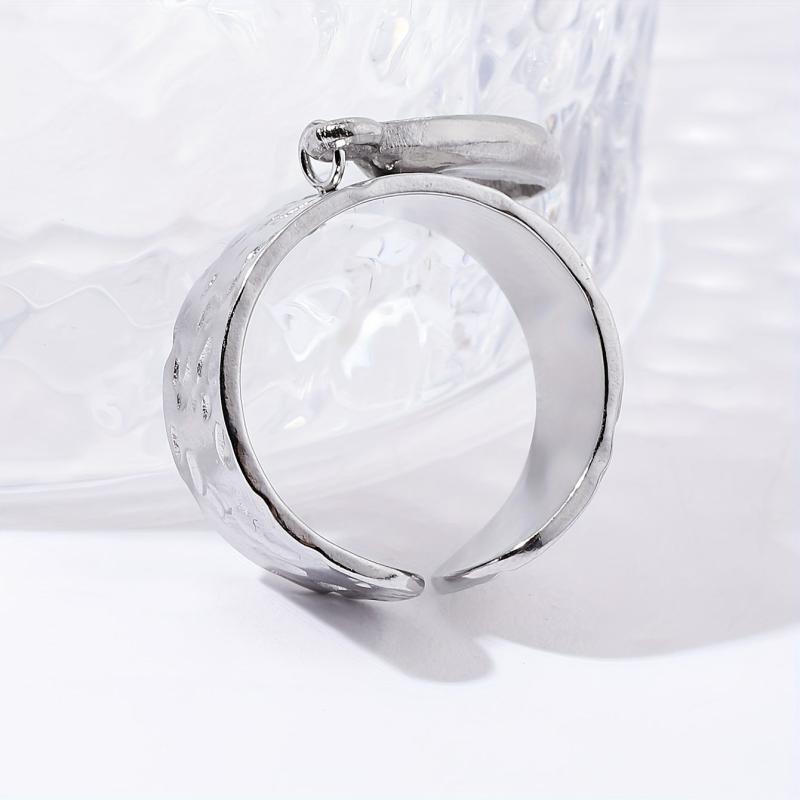 Steel Crab Pendant Open Ring Vintage Classic Ring Holiday Party Jewelry