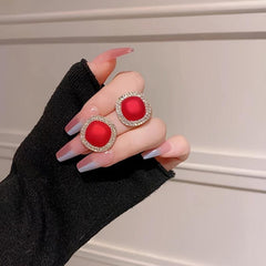 Red Stud Earrings Female Light Style Sense Niche Temperament Earrings