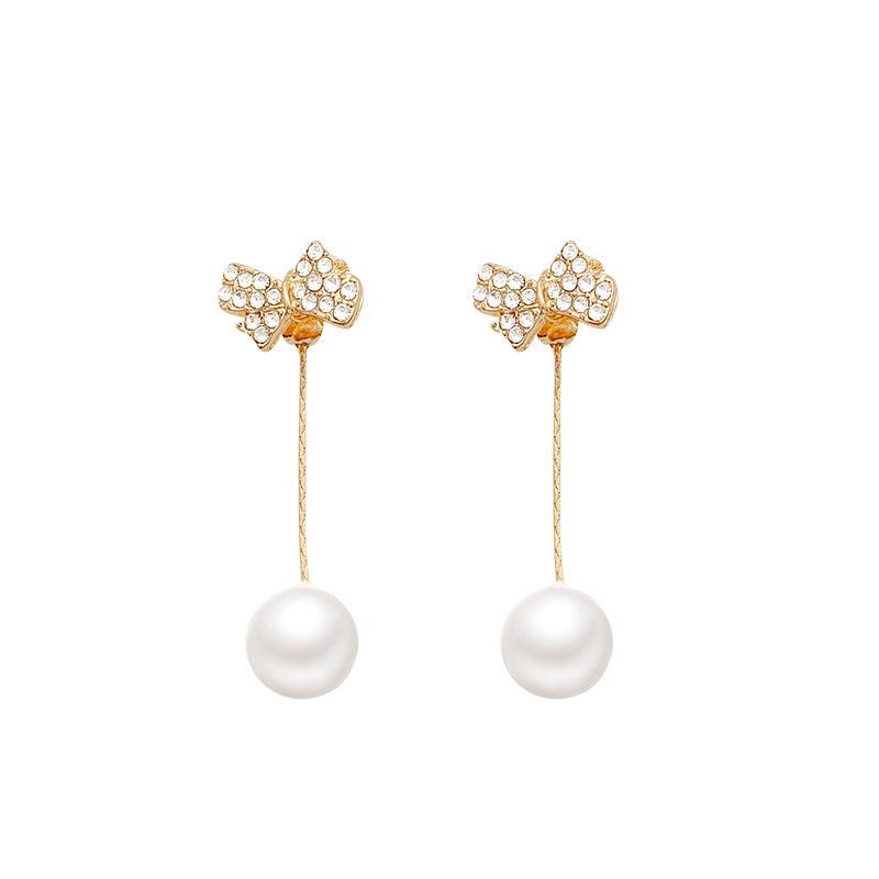 Light Bow Pearl Earrings Niche Earrings