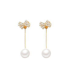 Light Bow Pearl Earrings Niche Earrings