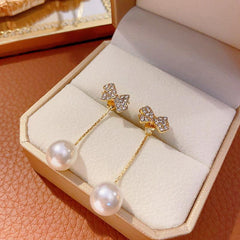 Light Bow Pearl Earrings Niche Earrings