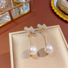 Light Bow Pearl Earrings Niche Earrings