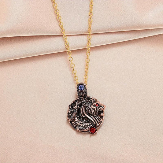 Vintage Lion Dragon Pendant Necklace Hip Hop Metal Rock Punk Jewelry