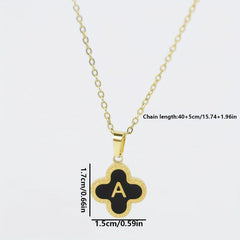 Elegant 26 Letter H Necklace with Four Leaf Clover Pendant