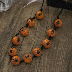 Wooden Necklace Female Gothic Punk Halloween Pumpkin Spider Party