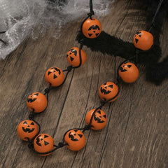 Wooden Necklace Female Gothic Punk Halloween Pumpkin Spider Party