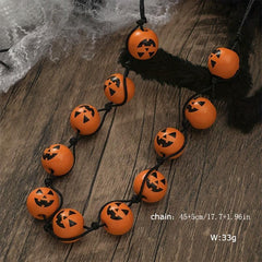 Wooden Necklace Female Gothic Punk Halloween Pumpkin Spider Party