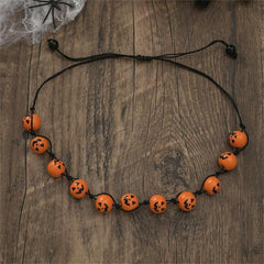 Wooden Necklace Female Gothic Punk Halloween Pumpkin Spider Party