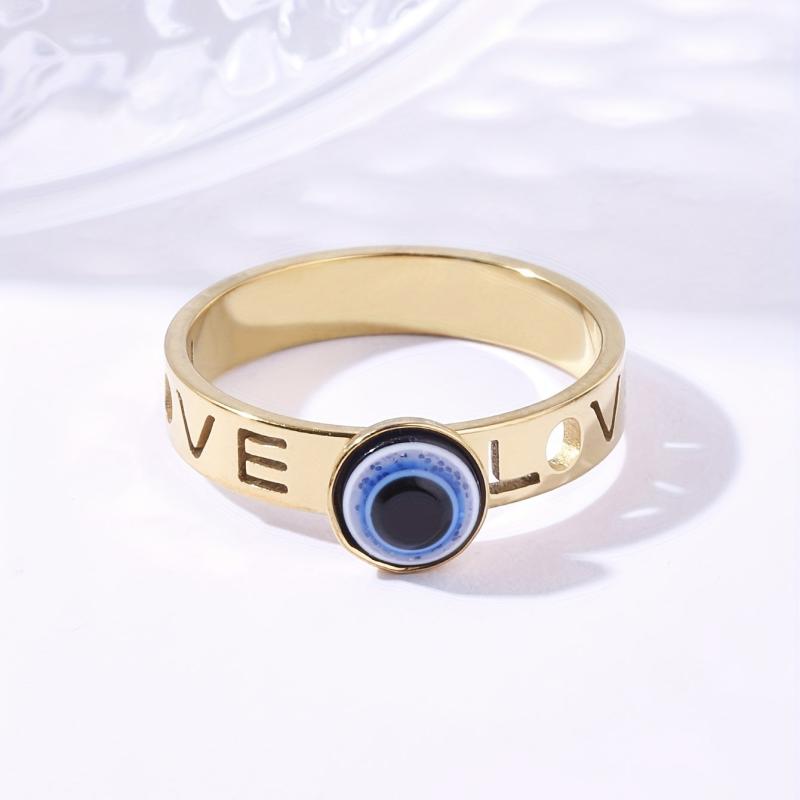 Fish Eye Hollow LOVE Shape Stainless Steel Ring