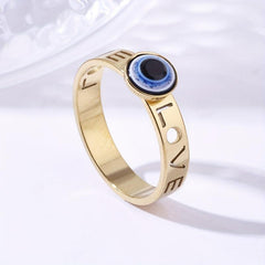 Fish Eye Hollow LOVE Shape Stainless Steel Ring
