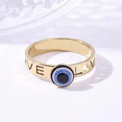 Fish Eye Hollow LOVE Shape Stainless Steel Ring