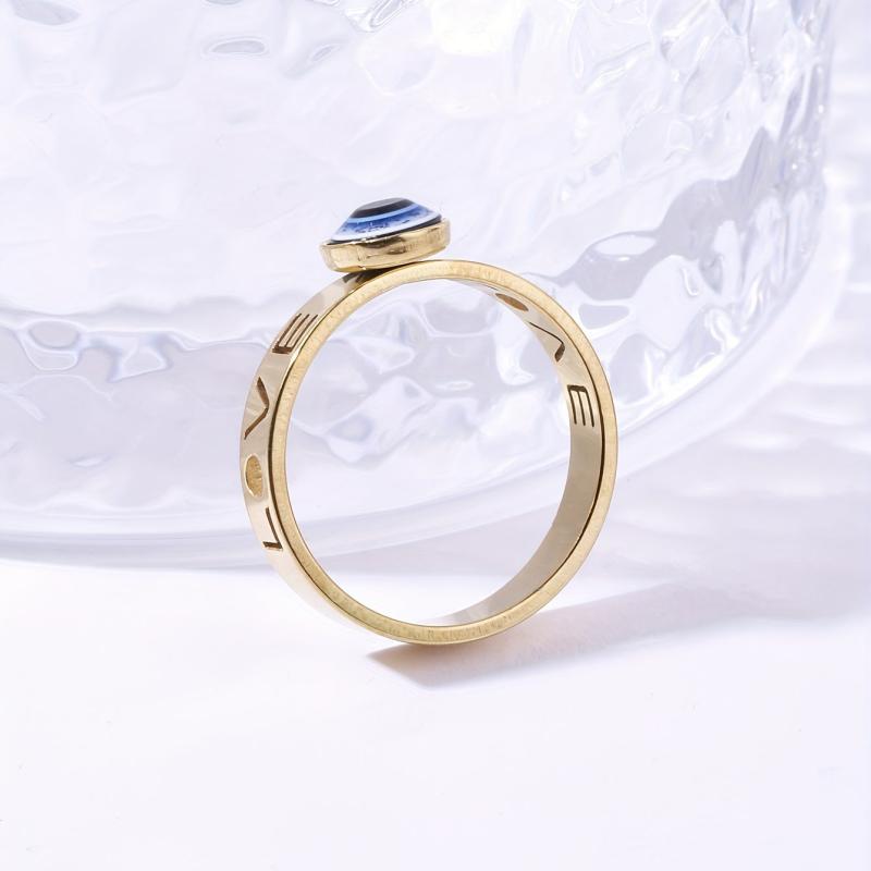 Fish Eye Hollow LOVE Shape Stainless Steel Ring
