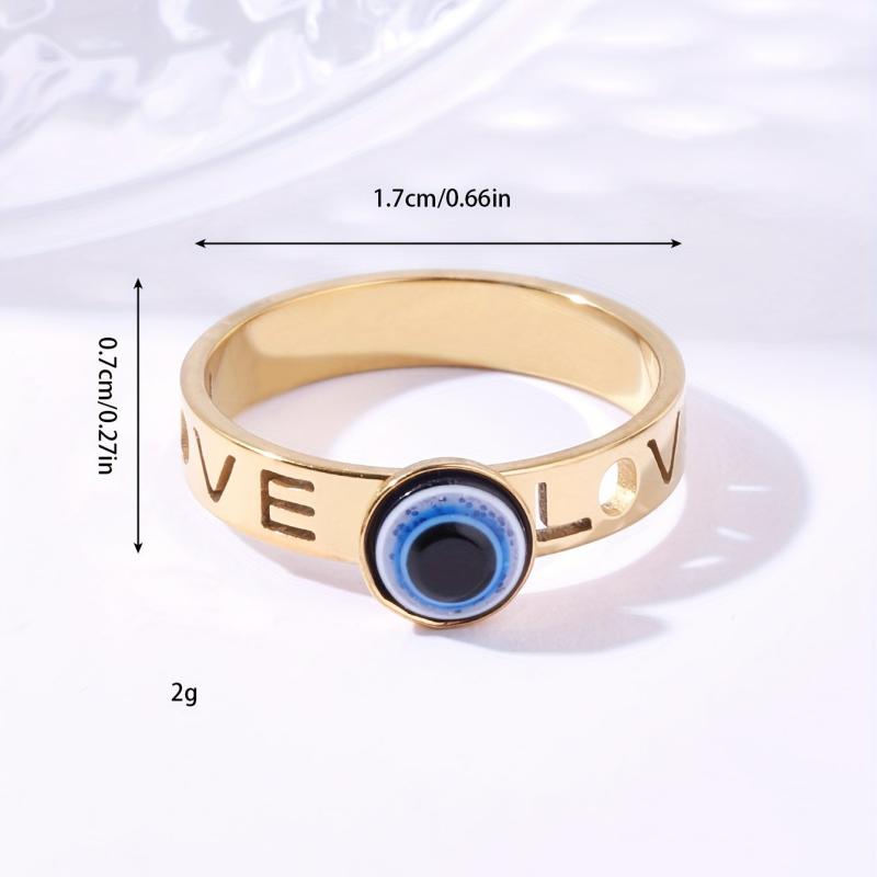 Fish Eye Hollow LOVE Shape Stainless Steel Ring