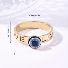 Fish Eye Hollow LOVE Shape Stainless Steel Ring