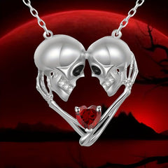Skull Pendant Necklace Heart Red Crystal Men Women Banquet Jewelry