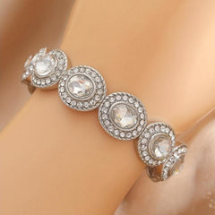 Silvery Plated Oval Diamond Bracelet for Girls Party