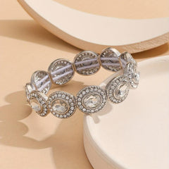 Silvery Plated Oval Diamond Bracelet for Girls Party