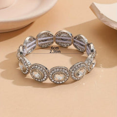 Silvery Plated Oval Diamond Bracelet for Girls Party