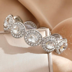 Silvery Plated Oval Diamond Bracelet for Girls Party