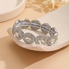 Silvery Plated Oval Diamond Bracelet for Girls Party