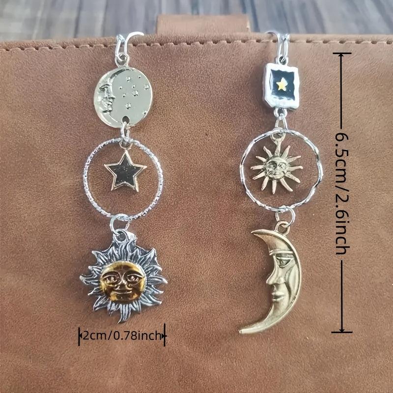 Greek Mythology Face Sun Moon Pendant Earrings Party Jewelry