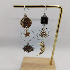 Greek Mythology Face Sun Moon Pendant Earrings Party Jewelry
