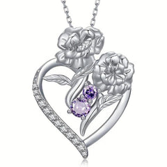 Rose Heart Shaped Pendant Necklace Women Sweet Jewelry Gift