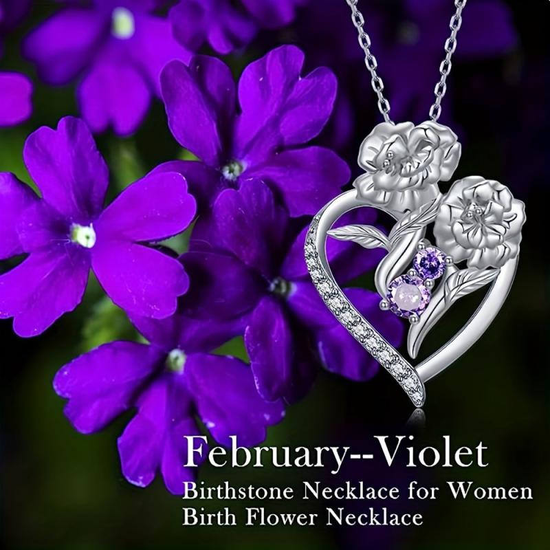 Rose Heart Shaped Pendant Necklace Women Sweet Jewelry Gift