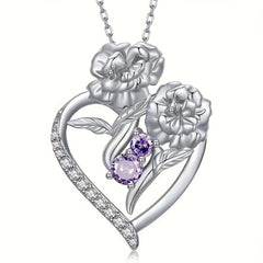 Rose Heart Shaped Pendant Necklace Women Sweet Jewelry Gift