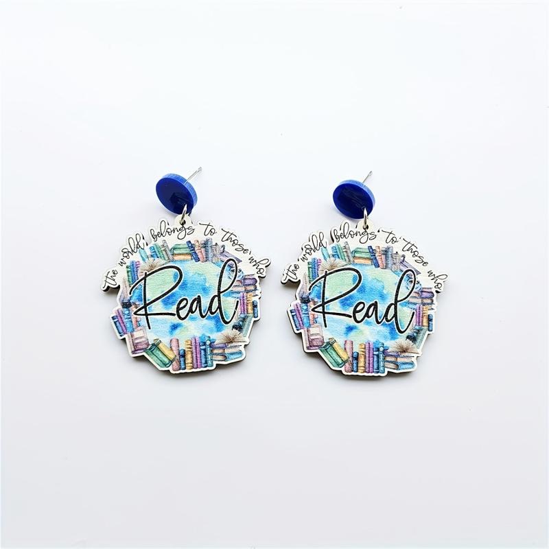 Cat Themed Bookcase Earrings - Ideal Gift for Teachers