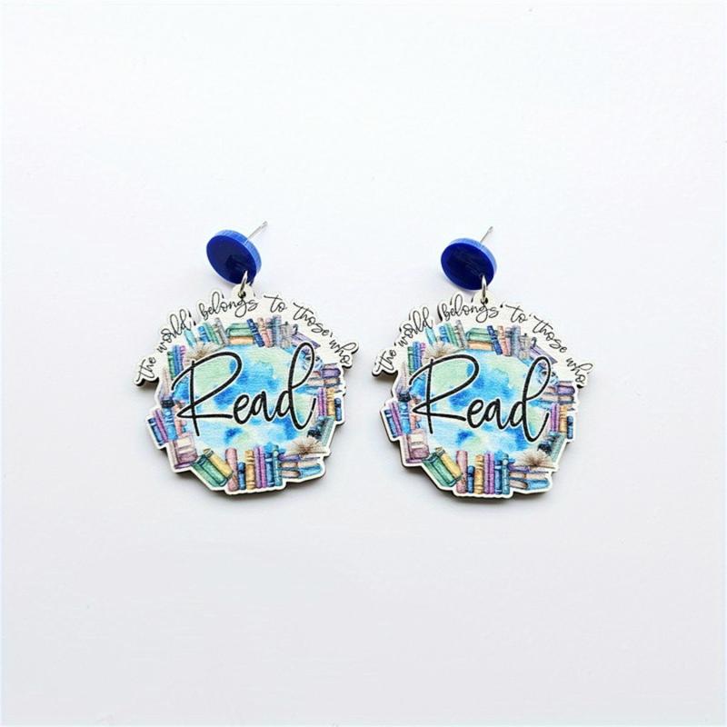 Cat Themed Bookcase Earrings - Ideal Gift for Teachers
